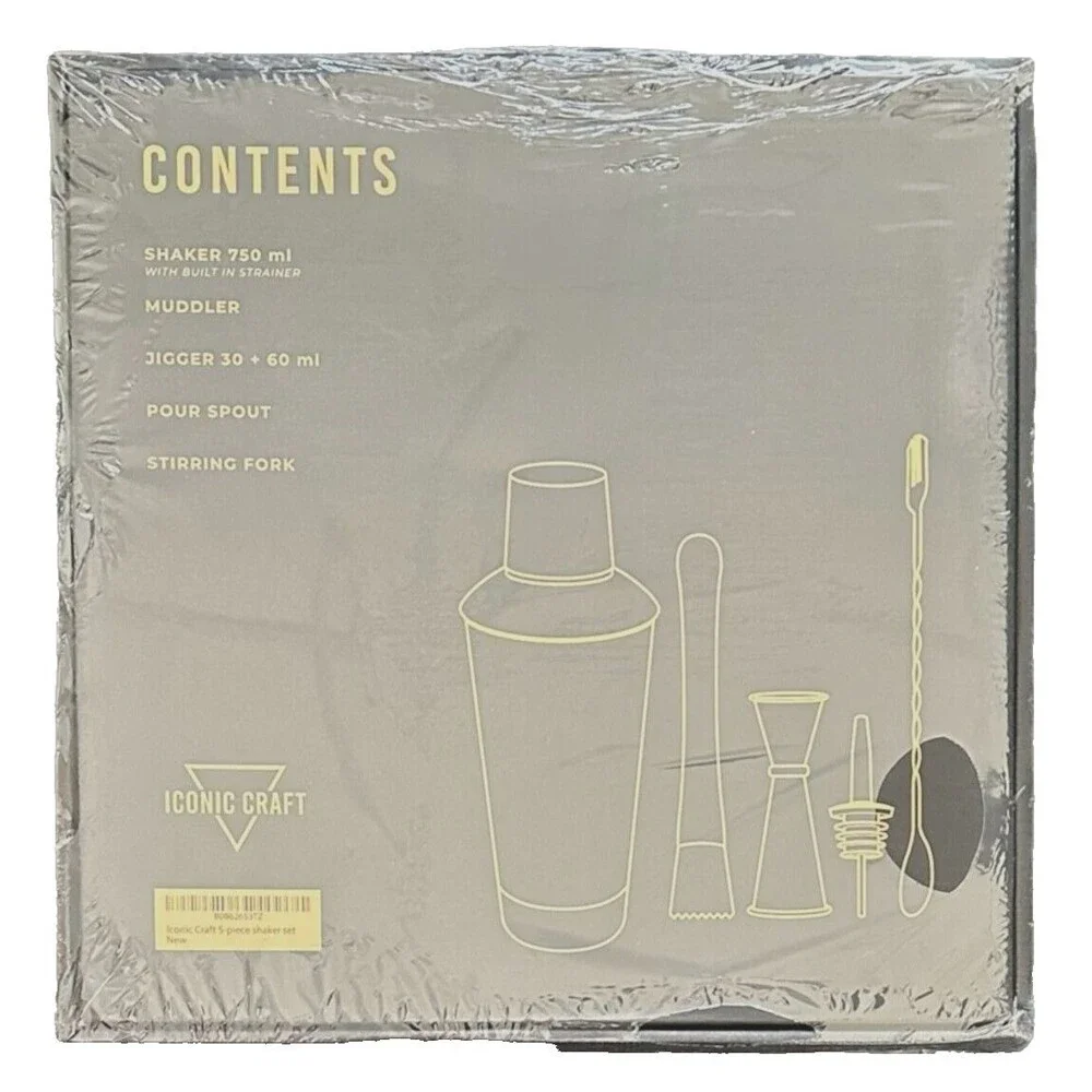 Premium Cocktail Shaker Set with Premium Gift Box - 5 Piece Cocktail Shaker Set